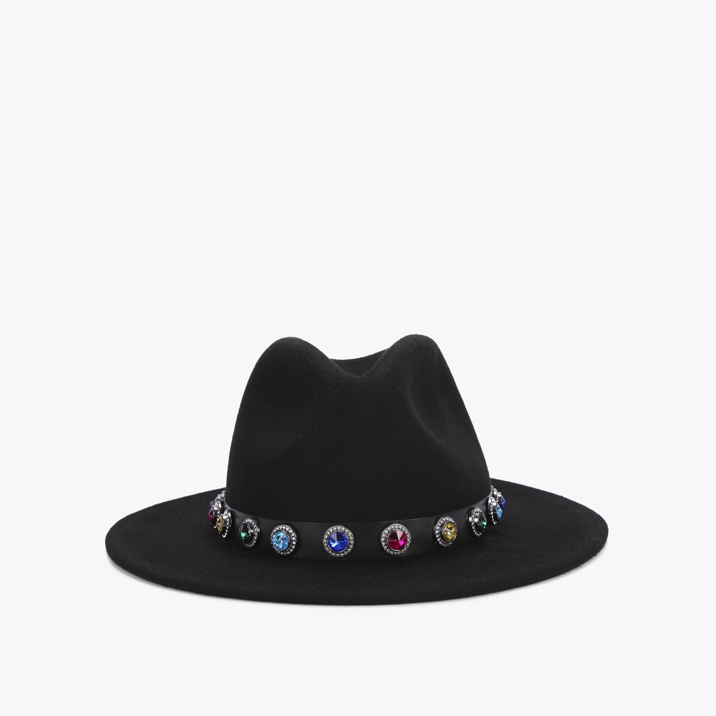 FEDORA OCTAVIA HAT Black Wool Fedora Hat by KURT GEIGER LONDON