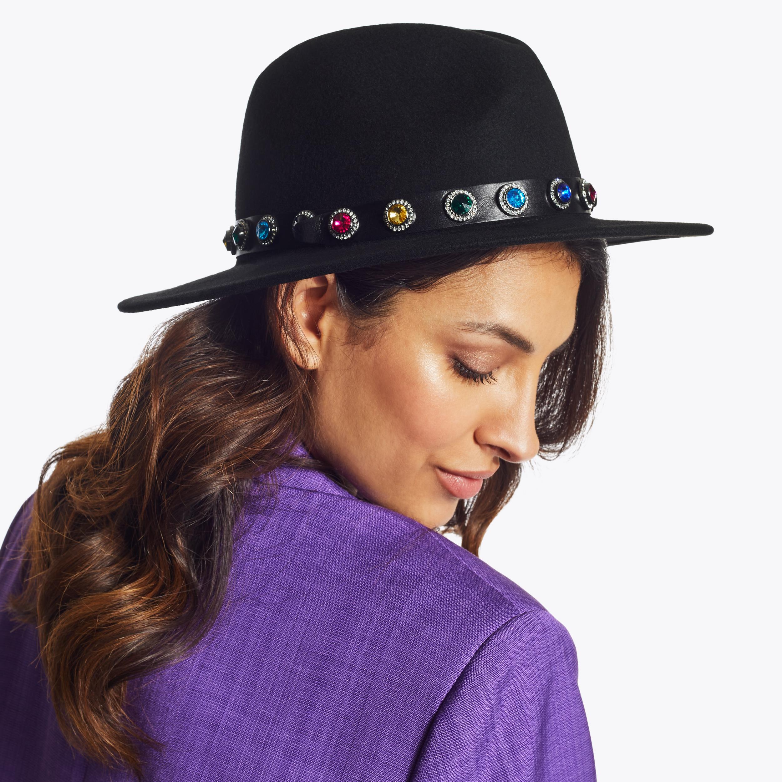 Kurt Geiger London Octavia Fedora FEDORA OCTAVIA HAT Black Wool Fedora Hat by KURT GEIGER LONDON main image 2