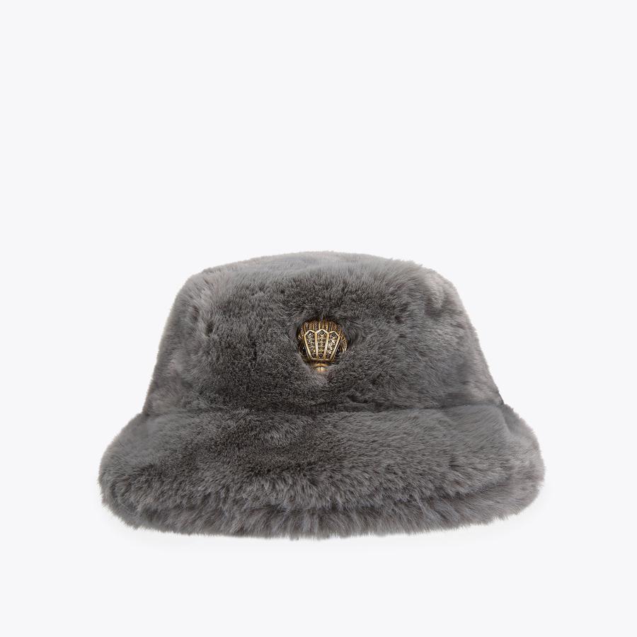 POPPY BUCKET HAT Grey Faux Fur Bucket Ha by KURT GEIGER LONDON display picture 1