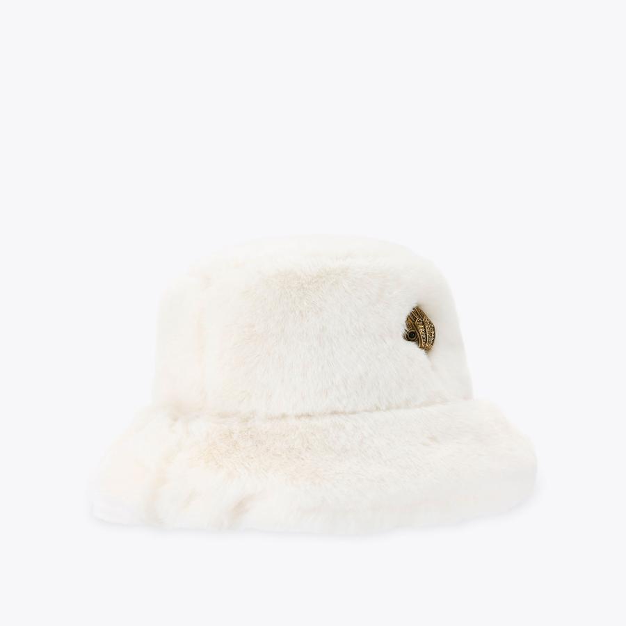 POPPY BUCKET HAT Bone Faux Fur Bucket Hat by KURT GEIGER LONDON