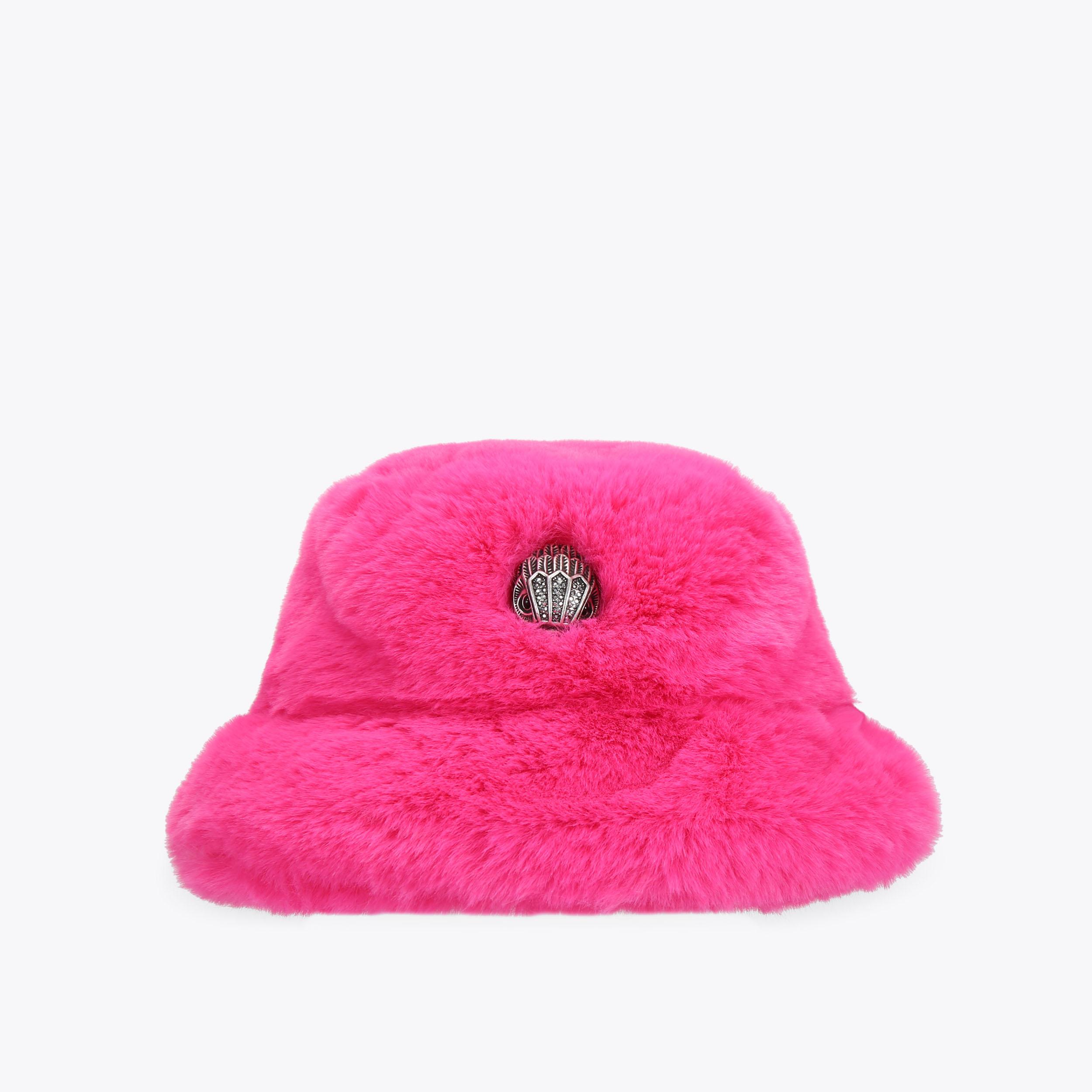 POPPY BUCKET HAT Pink Faux Fur Bucket Hat by KURT GEIGER LONDON