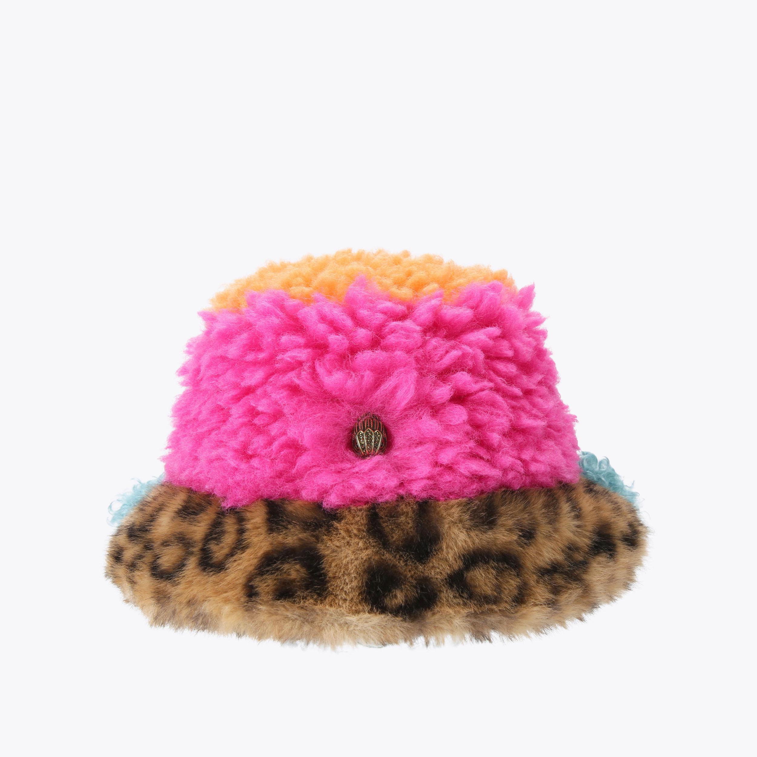 POPPY BUCKET HAT Pink Faux Fur Bucket Hat by KURT GEIGER LONDON