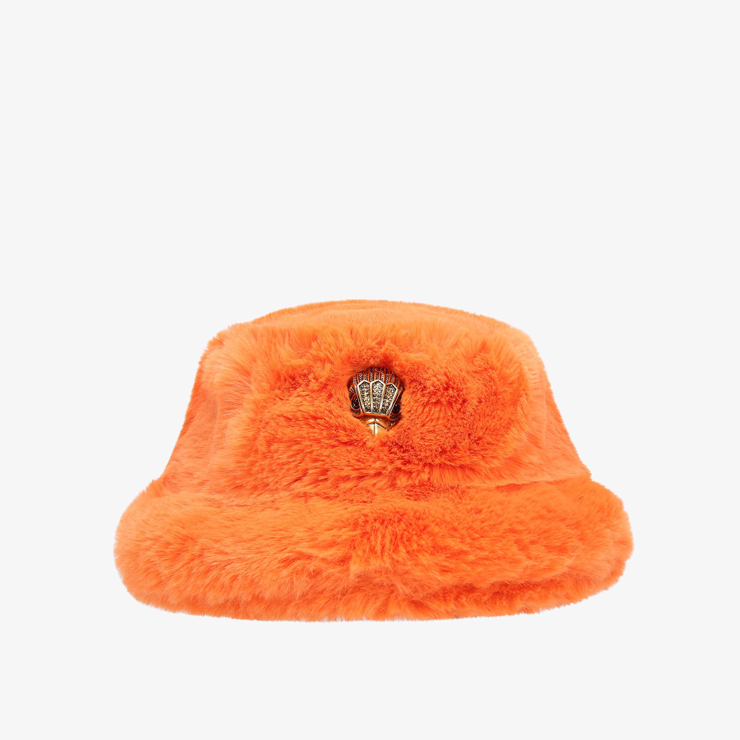 POPPY BUCKET HAT Orange Faux Fur Bucket Hat by KURT GEIGER LONDON