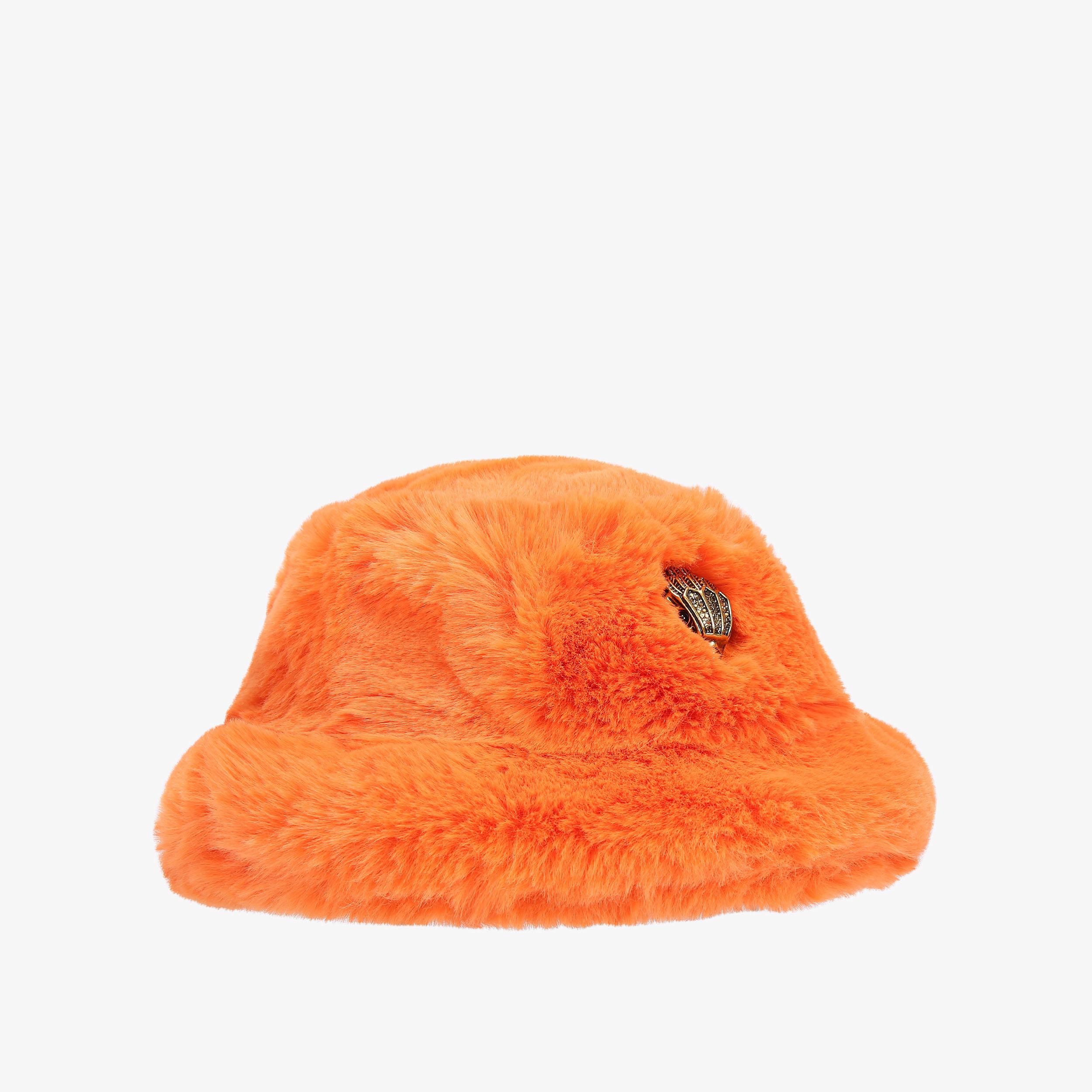 POPPY BUCKET HAT Orange Faux Fur Bucket Hat by KURT GEIGER