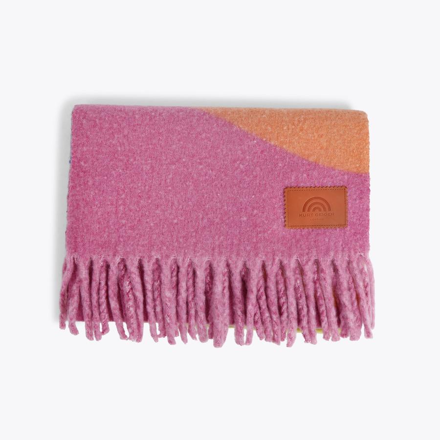 YARNDYE SCARF Rainbow Stripe Tassel Scarf by KURT GEIGER LONDON YARNDYE SCARF Rainbow Stripe Tassel Scarf by KURT GEIGER LONDON