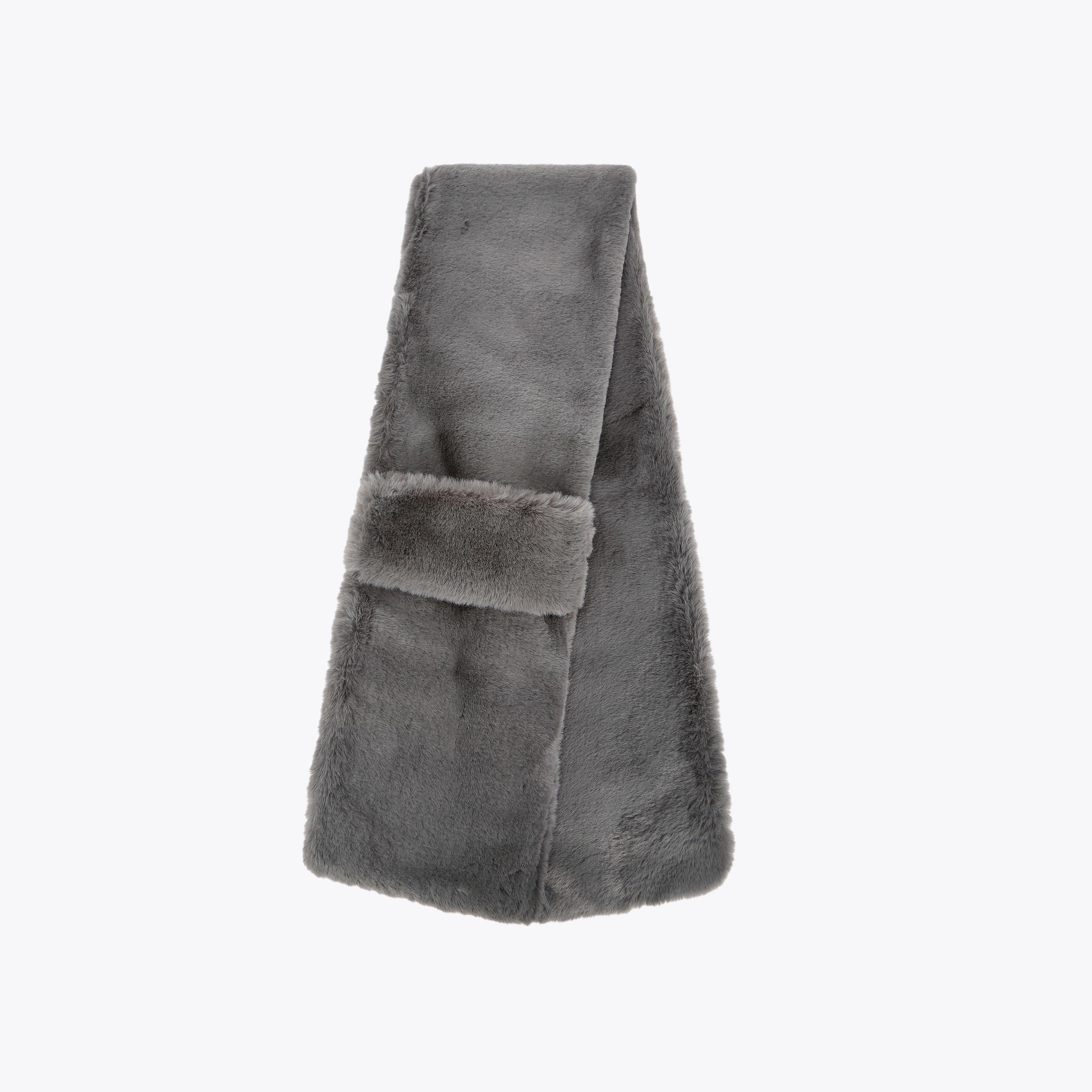 POPPY SCARF Grey Faux Fur Scarf by KURT GEIGER LONDON