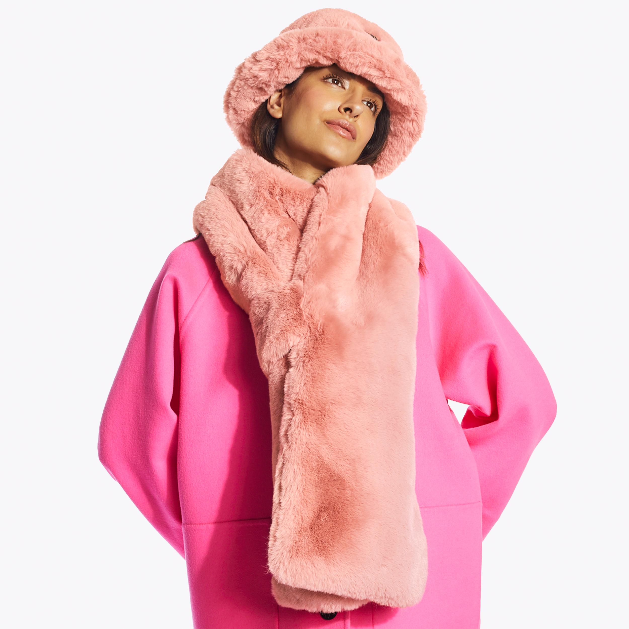 POPPY SCARF Light Pink Faux Fur Scarf by KURT GEIGER LONDON