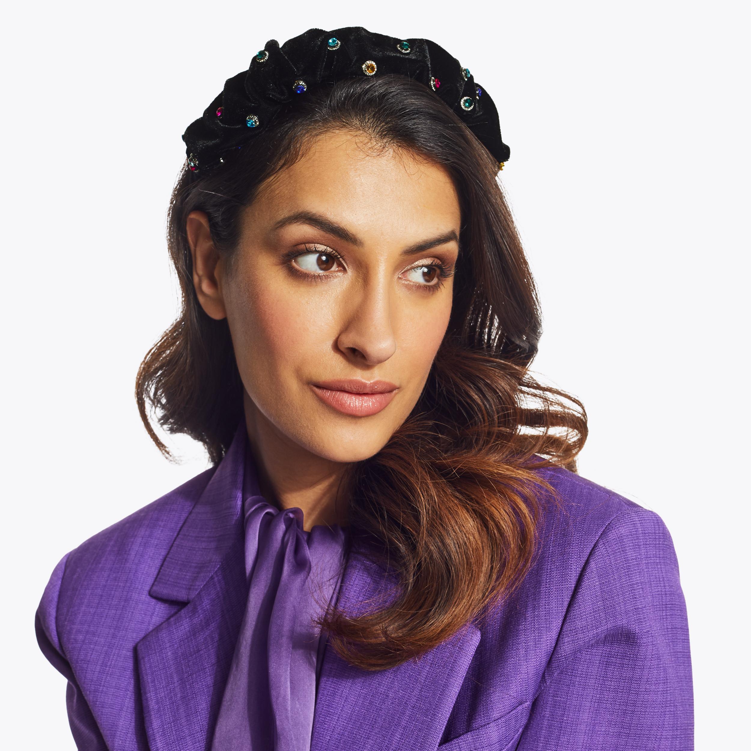 OCTAVIA HEADBAND Black Velvet Crystal Headband by KURT GEIGER LONDON