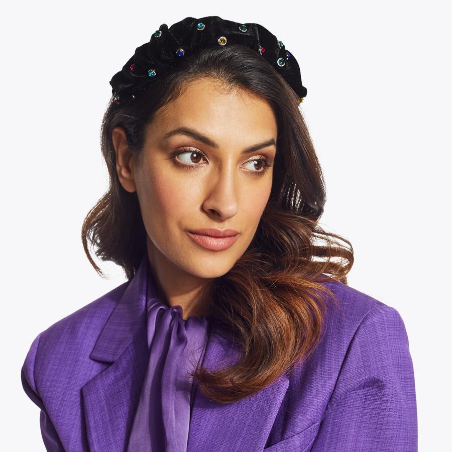 OCTAVIA HEADBAND Black Velvet Crystal Headband by KURT GEIGER LONDON