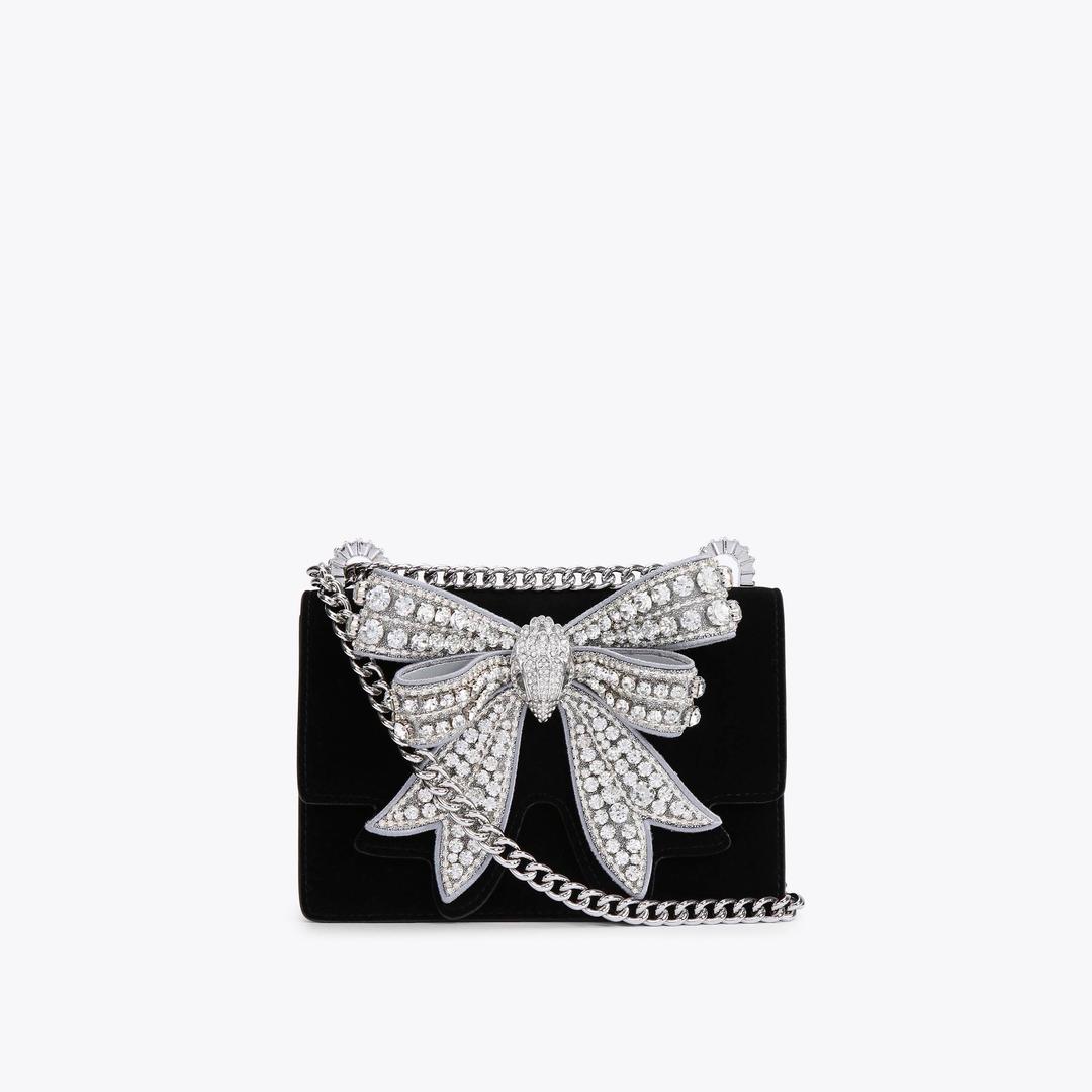 Shoreditch SM Cross Body Black Velvet Cross Body Bow Purse By Kurt Geiger London · Kurt Geiger London