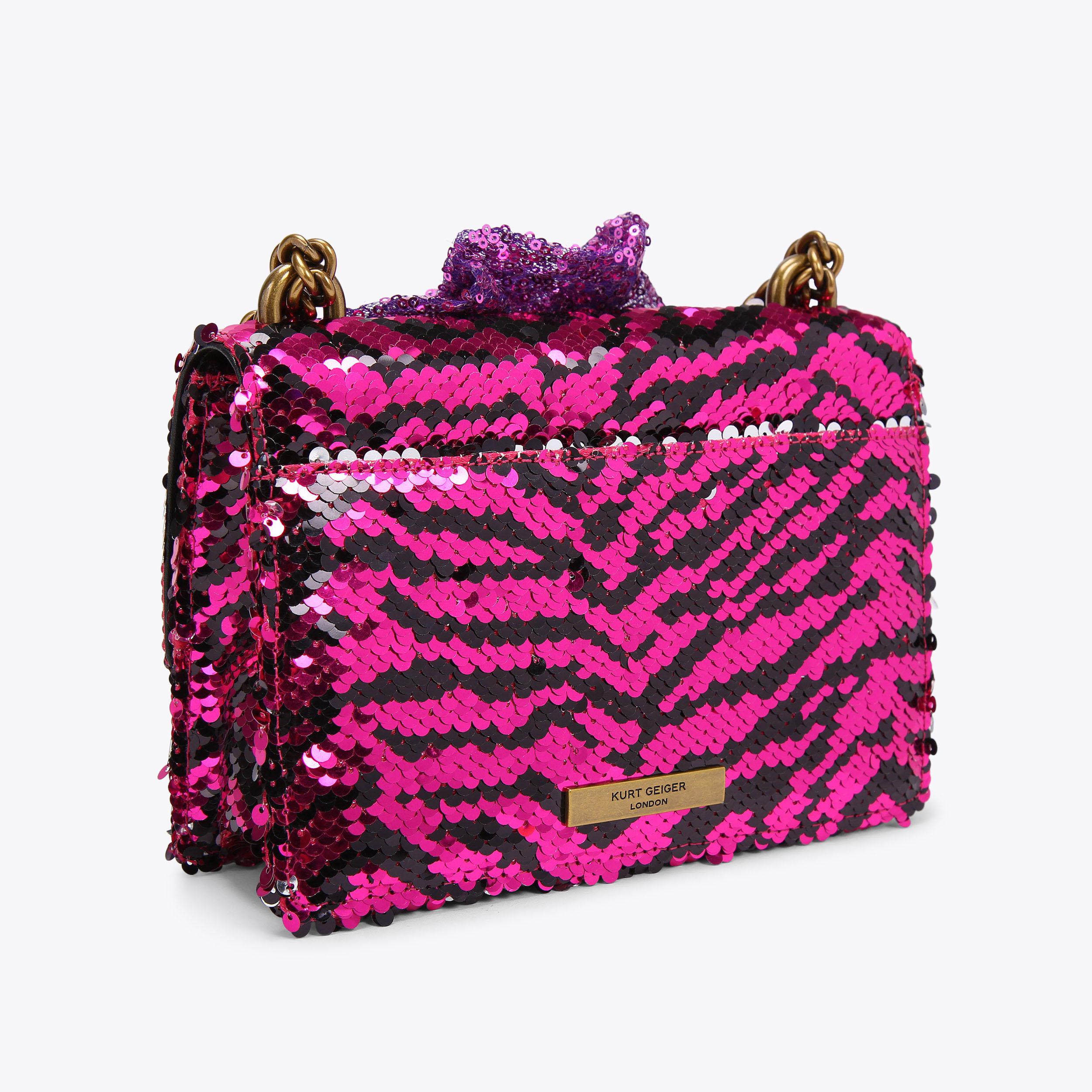 kurt geiger purple sequin bag