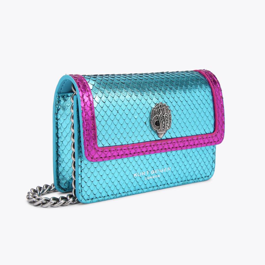 SHOREDITCH XS XBODY Blue Lizard Embossed Extra Small Cross Body by
