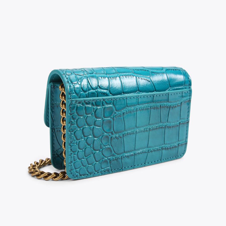 SHOREDITCH XS XBODY Petrol Croc Print Micro Cross Body Purse by