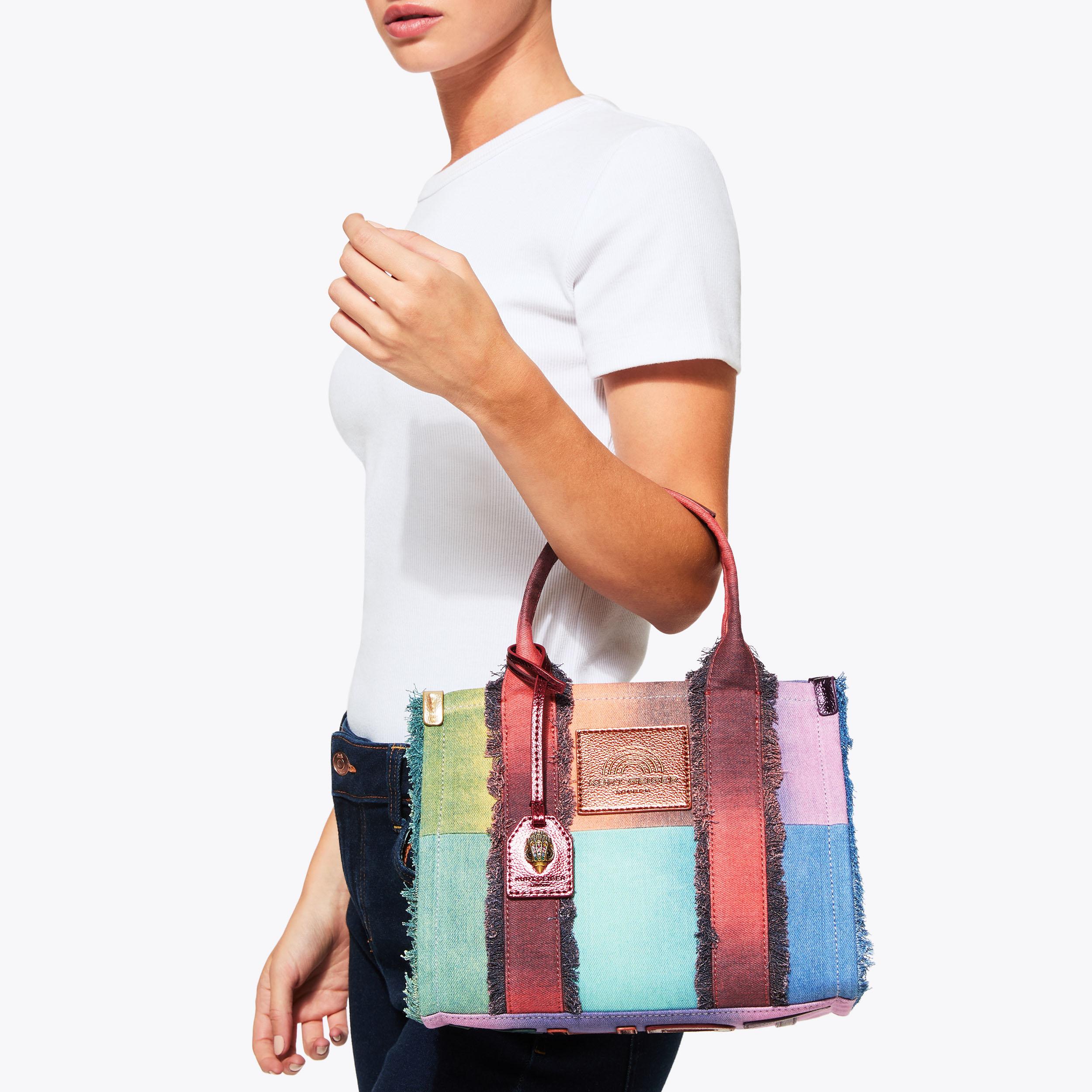 SMALL SOUTHBANK TOTE Denim Rainbow Frayed Tote Bag by KURT GEIGER