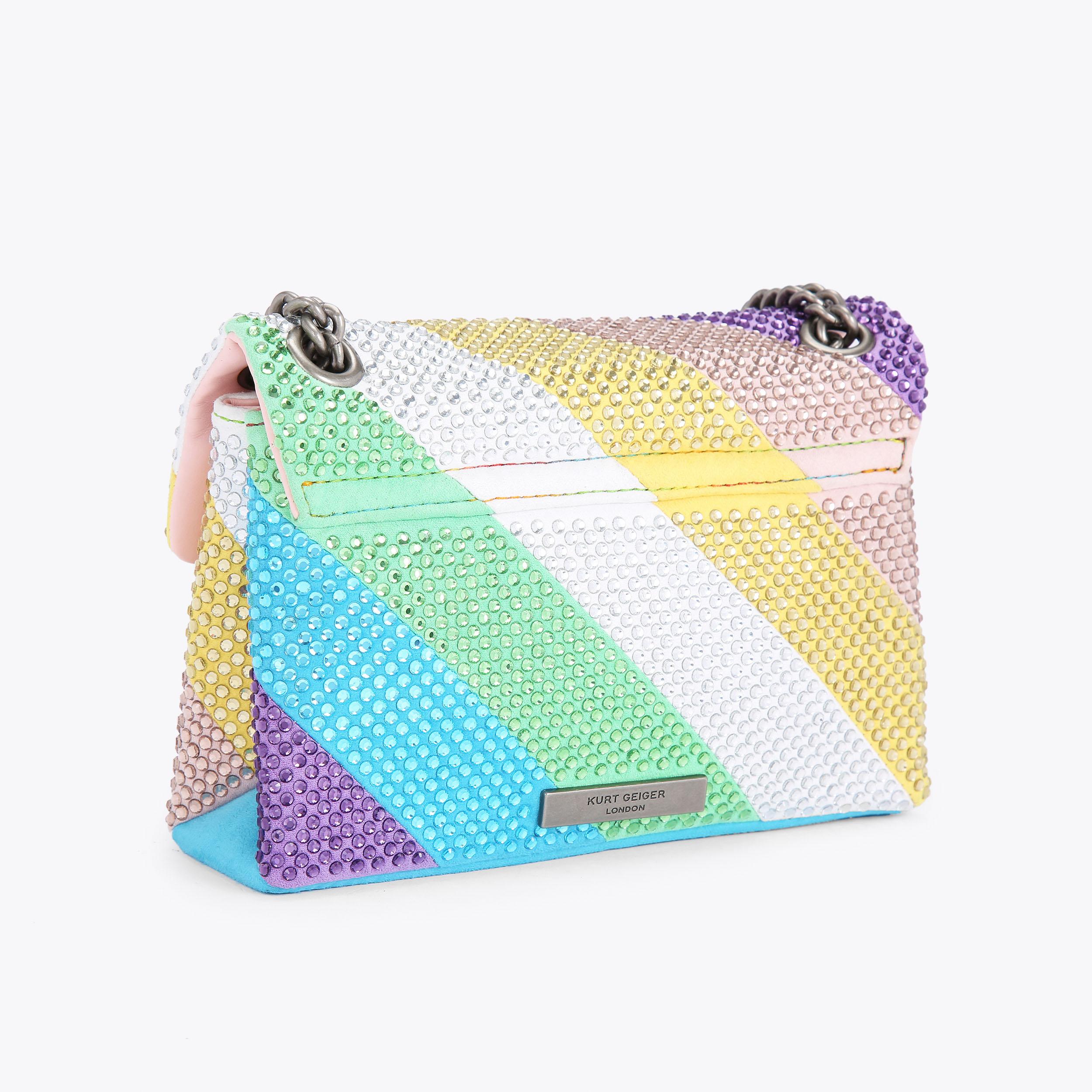 Kurt Geiger Crystal Studded Ombre Rainbow high quality Mini Kensington Bag NWT Chain Strap