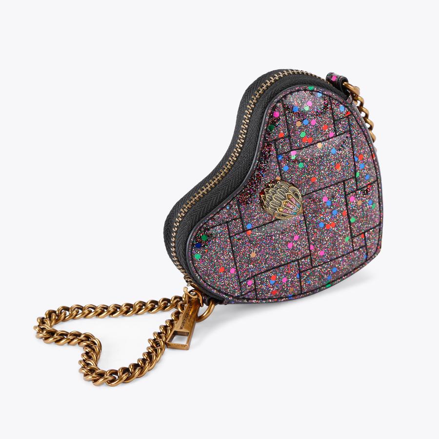 本物の MICRO HEART CROSSBODY Glitter Vinyl Cross Body Purse by KURT 犬服・アクセサリー