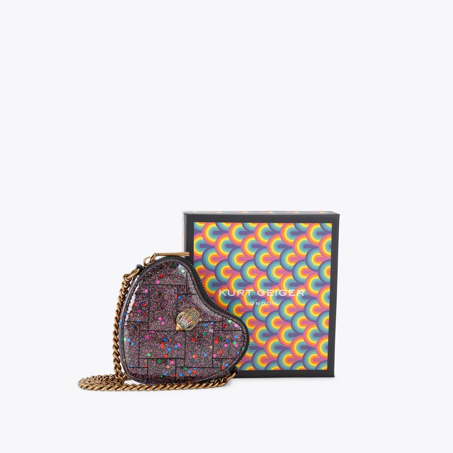 MICRO HEART CROSSBODY Glitter Vinyl Cross Body Purse by KURT