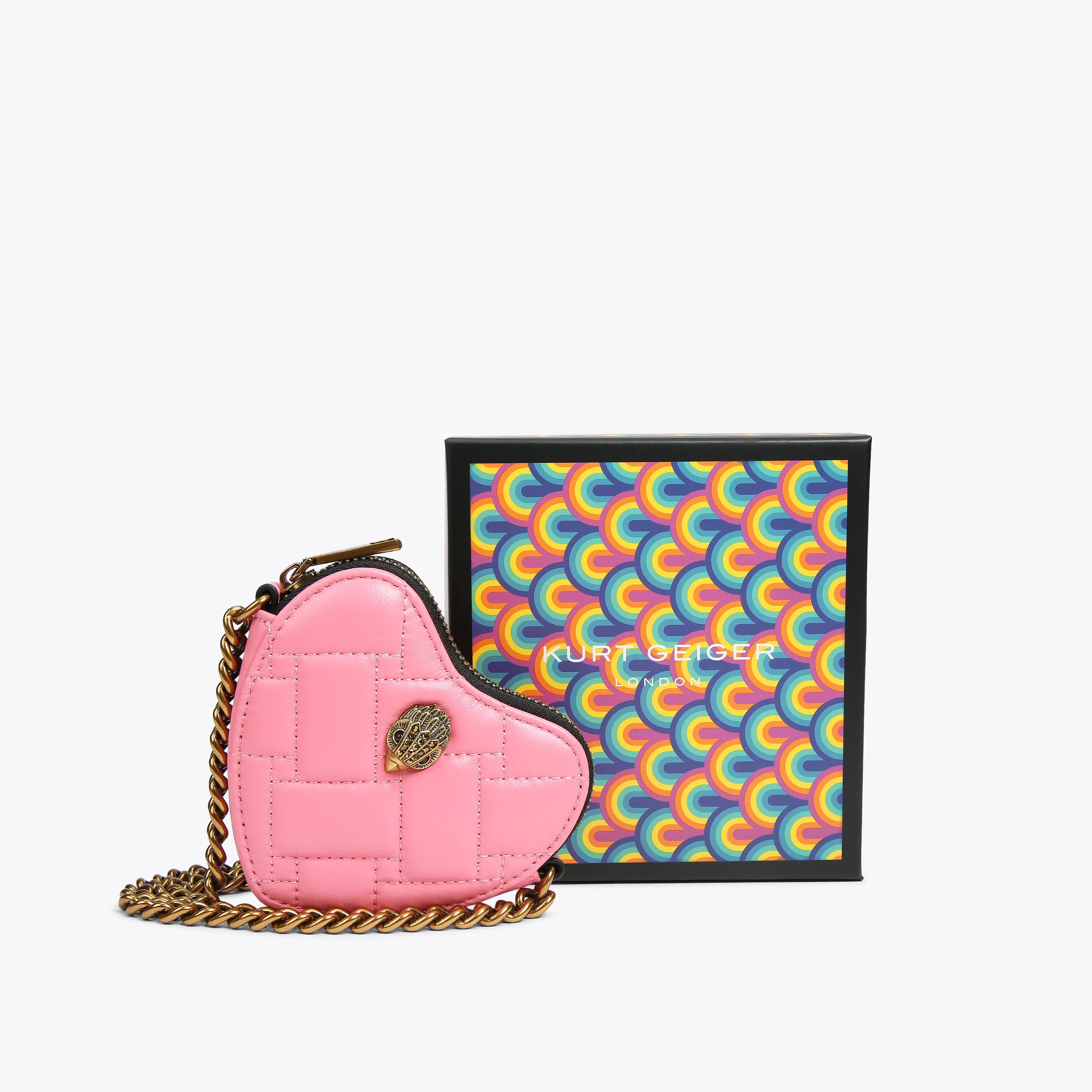 [LOW CLASSIC] / ☆ 24SS LC LOGO MICRO BAG / LIGHT PINK MICRO HEART CROSSBODY Pink Leather Cross Body Bag by KURT