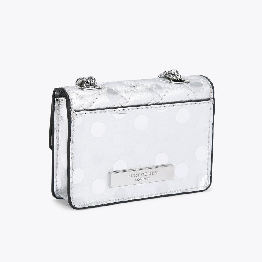 MICRO KENSINGTON Silver Cross Body Bag by KURT GEIGER LONDON MICRO KENSINGTON Silver Cross Body Bag by KURT GEIGER LONDON