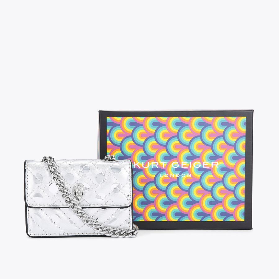 MICRO KENSINGTON Silver Cross Body Bag by KURT GEIGER LONDON