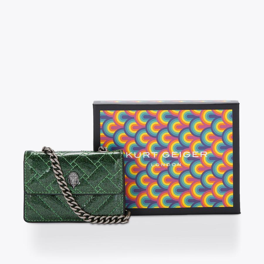 MICRO KENSINGTON Green Glitter Patent Micro Cross Body by