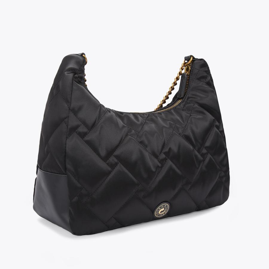 RECYCLED LG HOBO Black Oversized Recycled Cross Body Purse