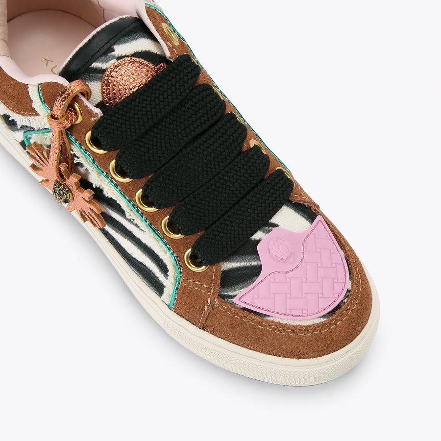 collection PRIVEE? ハラコバックベルトスニーカー　イタリア製 SOUTHBANK TAG Zebra Canvas Lace Up Sneaker by Kurt Geiger London