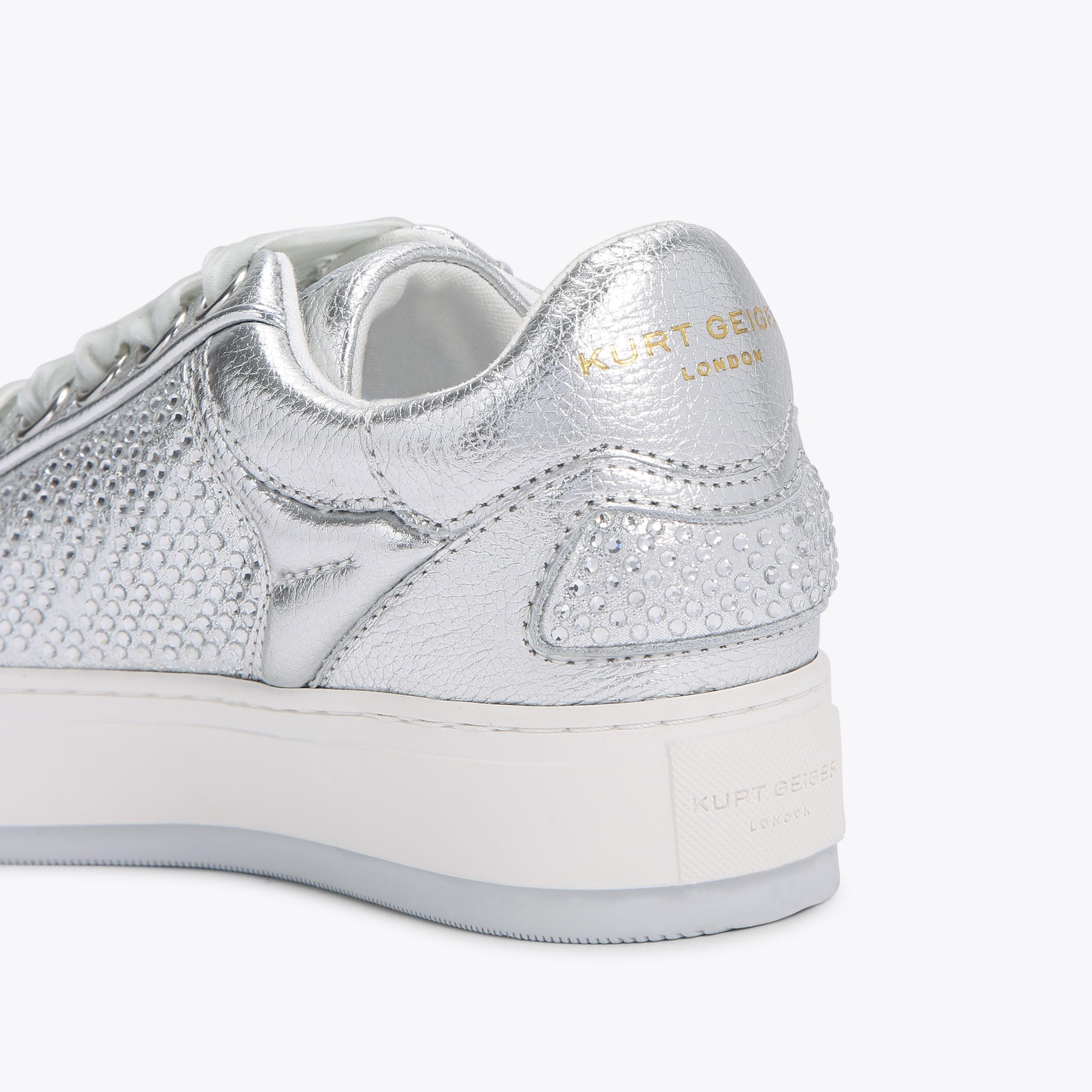 SOUTHBANK Silver Lace Up Low Top Sneaker by KURT GEIGER LONDON