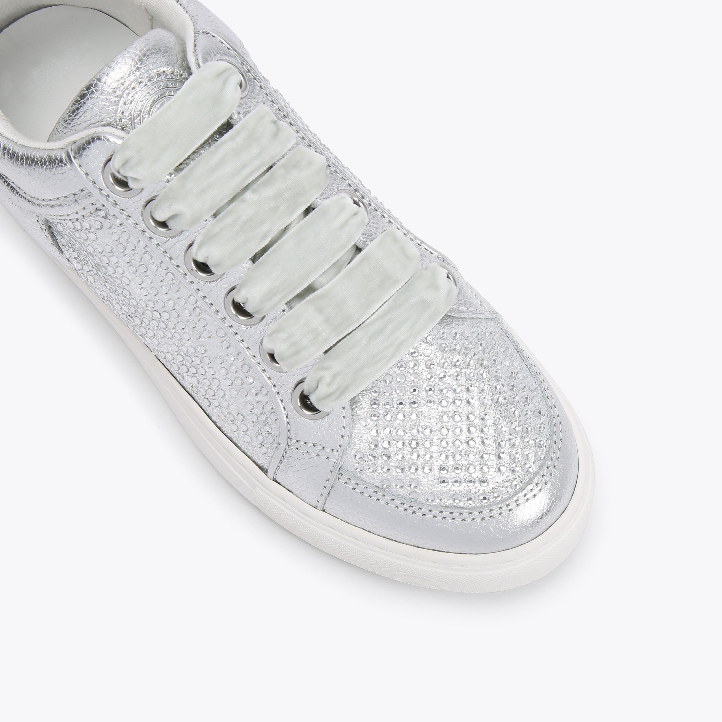 SOUTHBANK Silver Lace Up Low Top Sneaker by KURT GEIGER LONDON