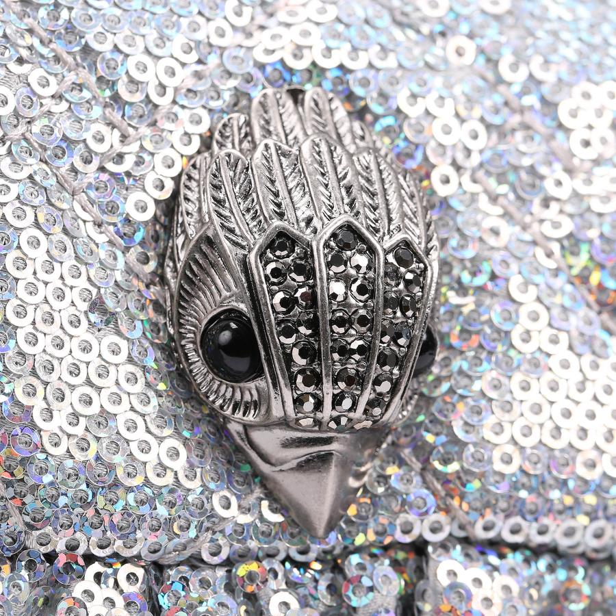 RUFFLE SEQUIN MINI KENS Silver Ruffle Mini Cross Body Bag by