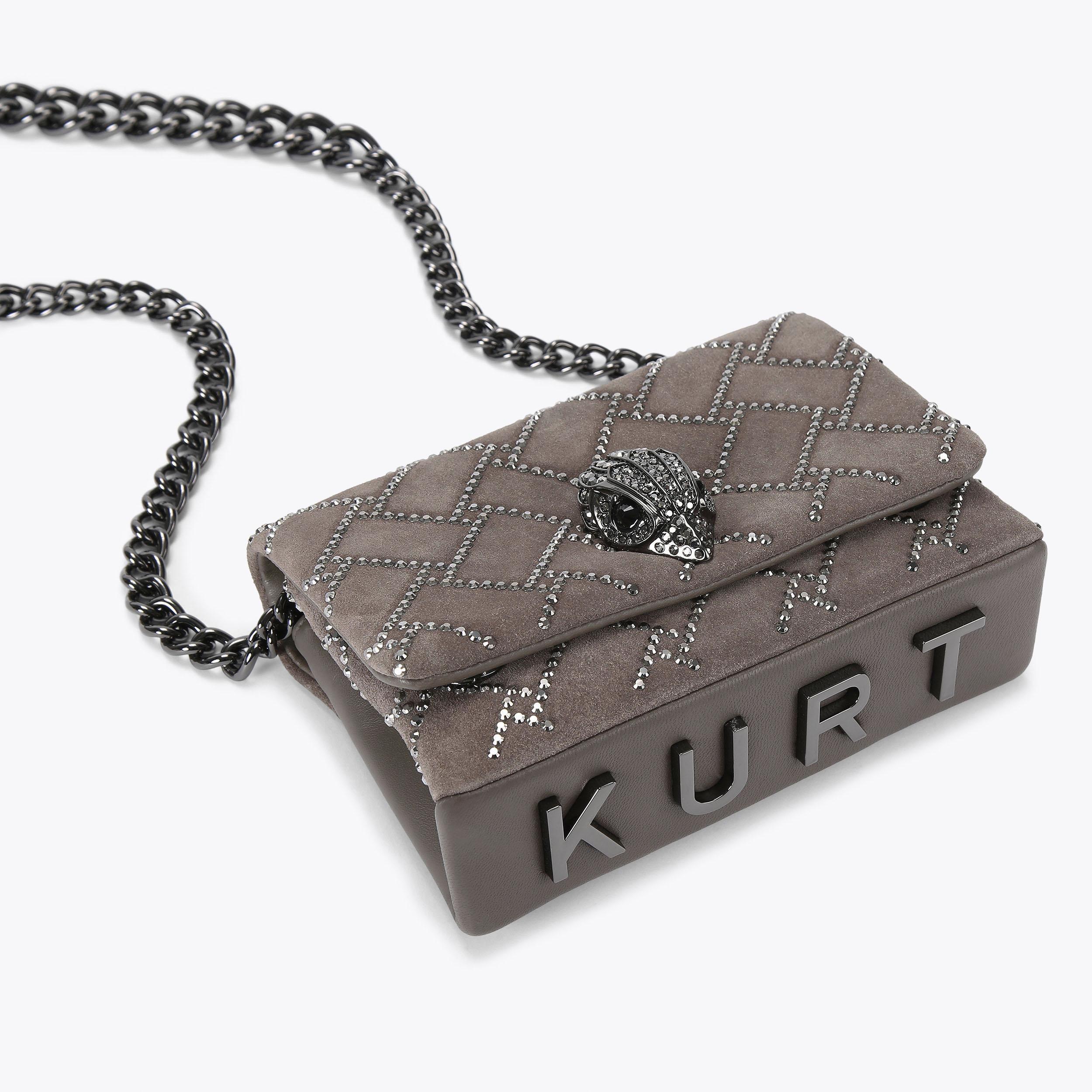 MINI KENSINGTON KURT Grey Suede Cross Body Purse by KURT