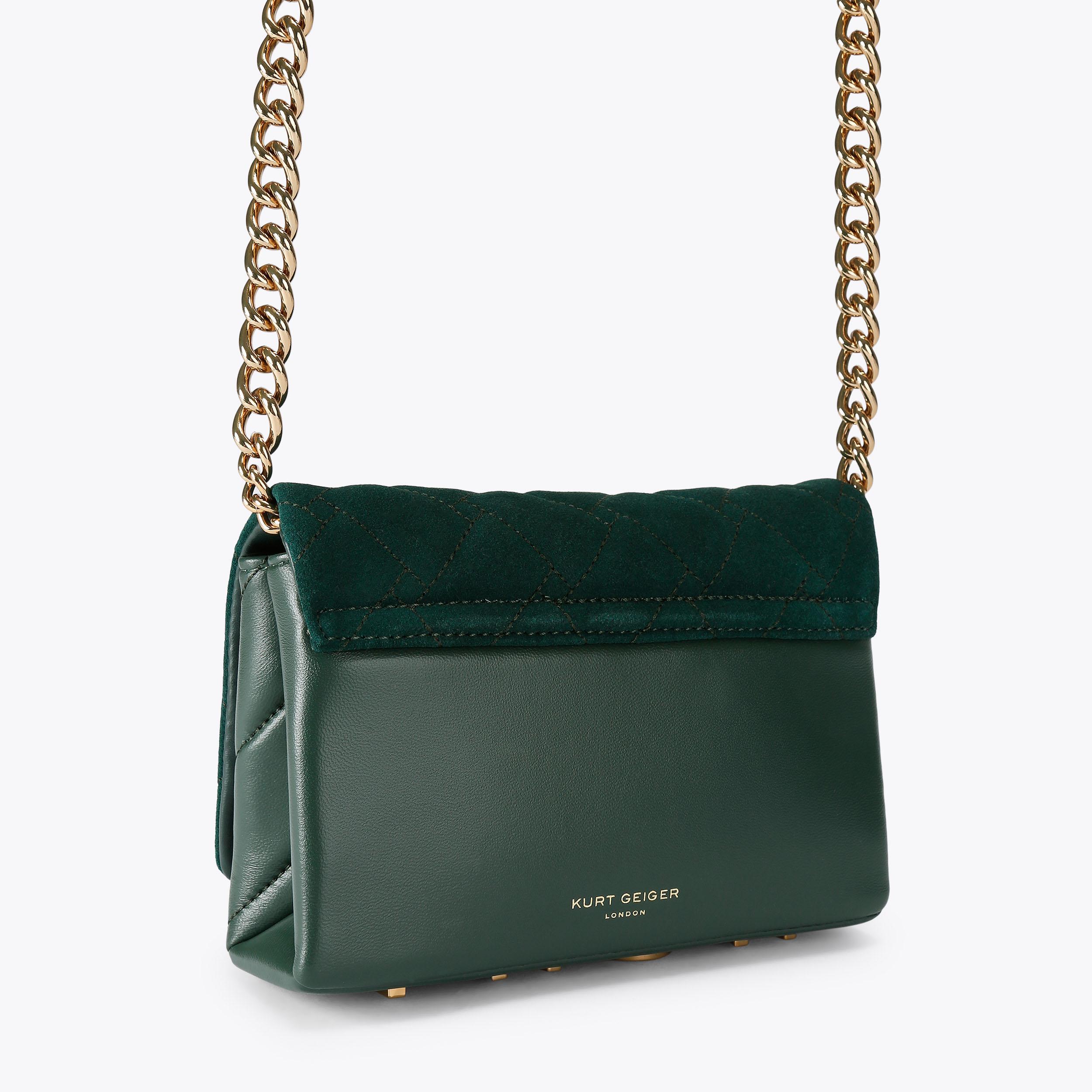MINI KENSINGTON KURT Dark Green Suede Cross Body Bag by KURT