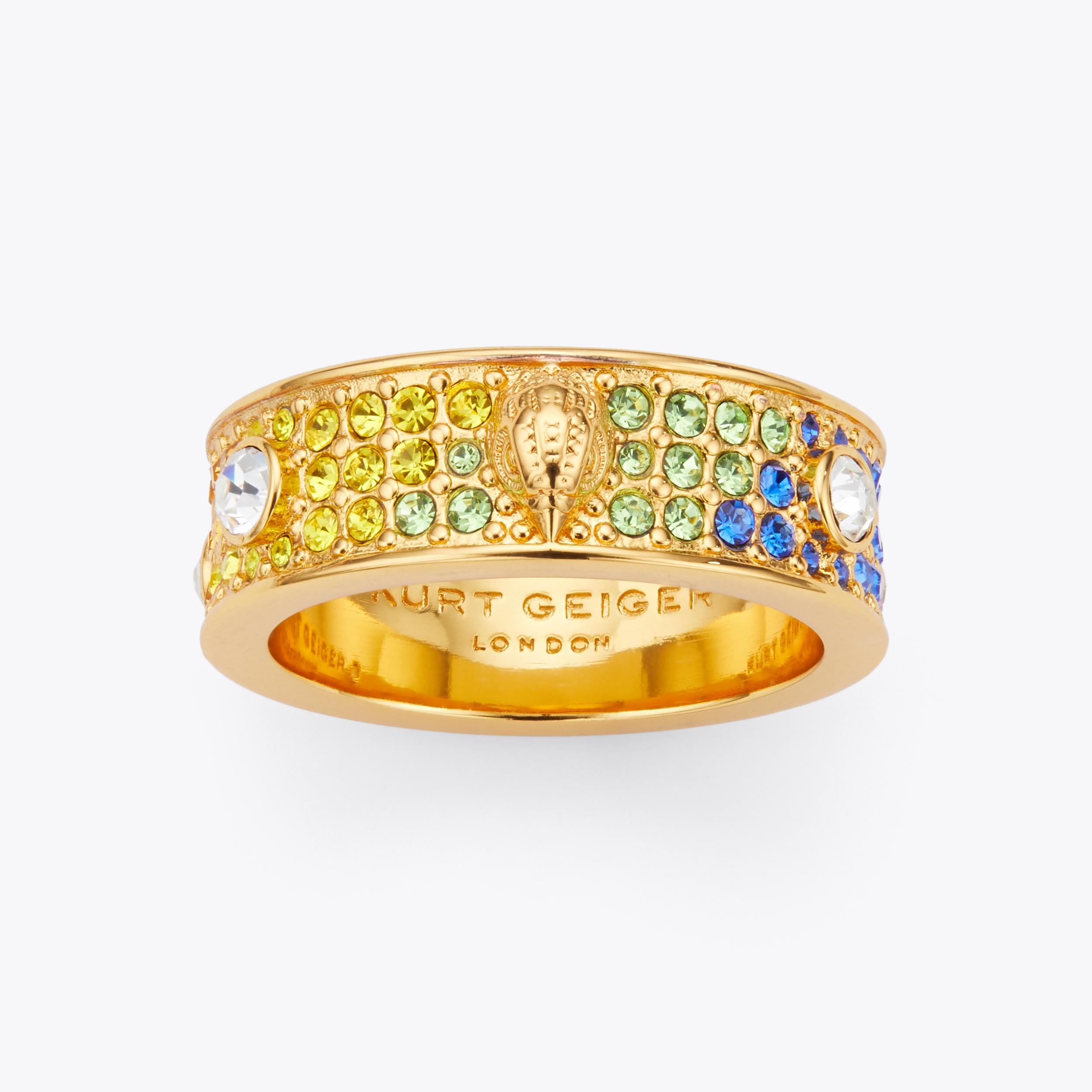 CRYST METAL EAGLE RING Rainbow Crystal Ring by KURT GEIGER LONDON