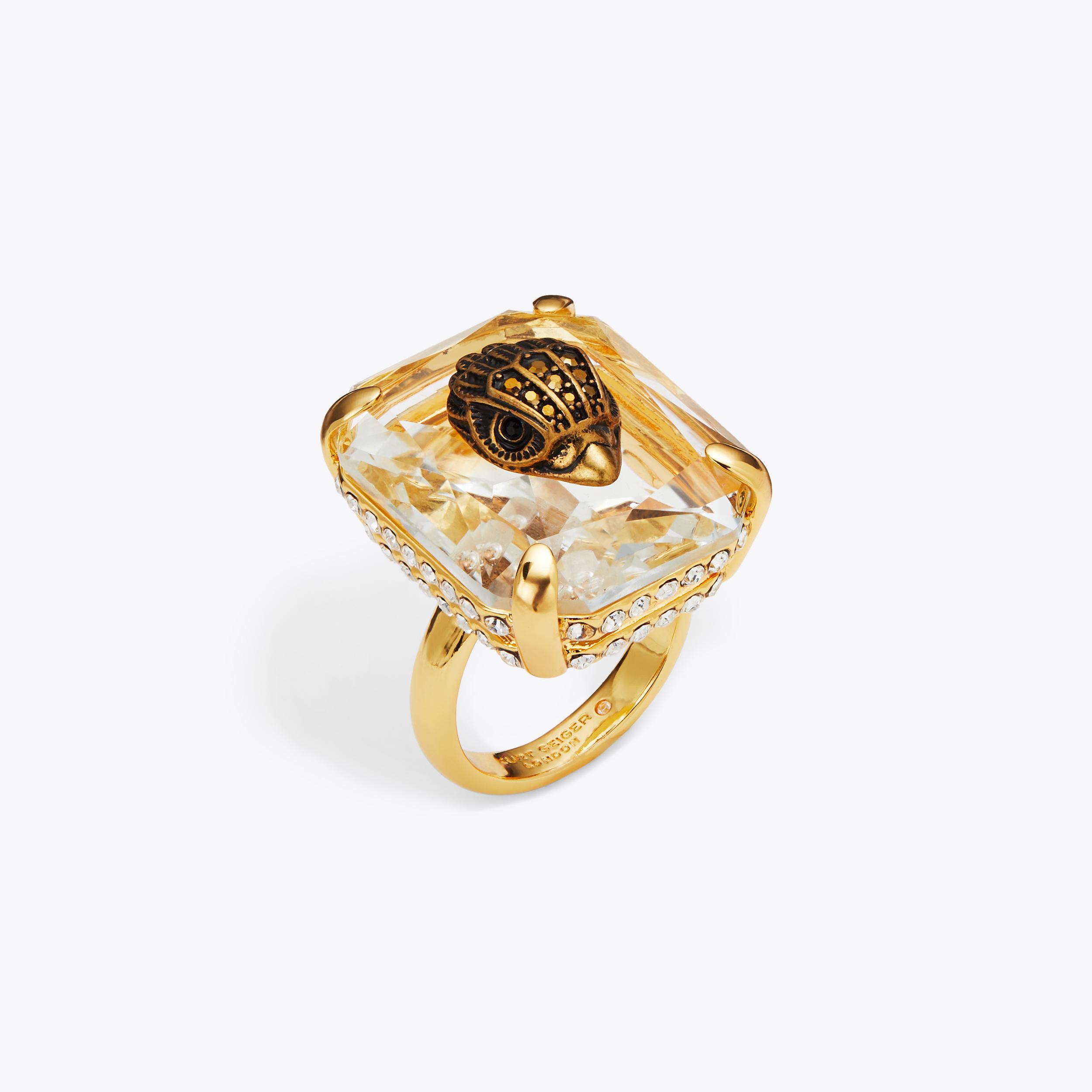 EAGLE XL CRYSTAL RING Gold Tone Eagle Crystal Ring by KURT GEIGER