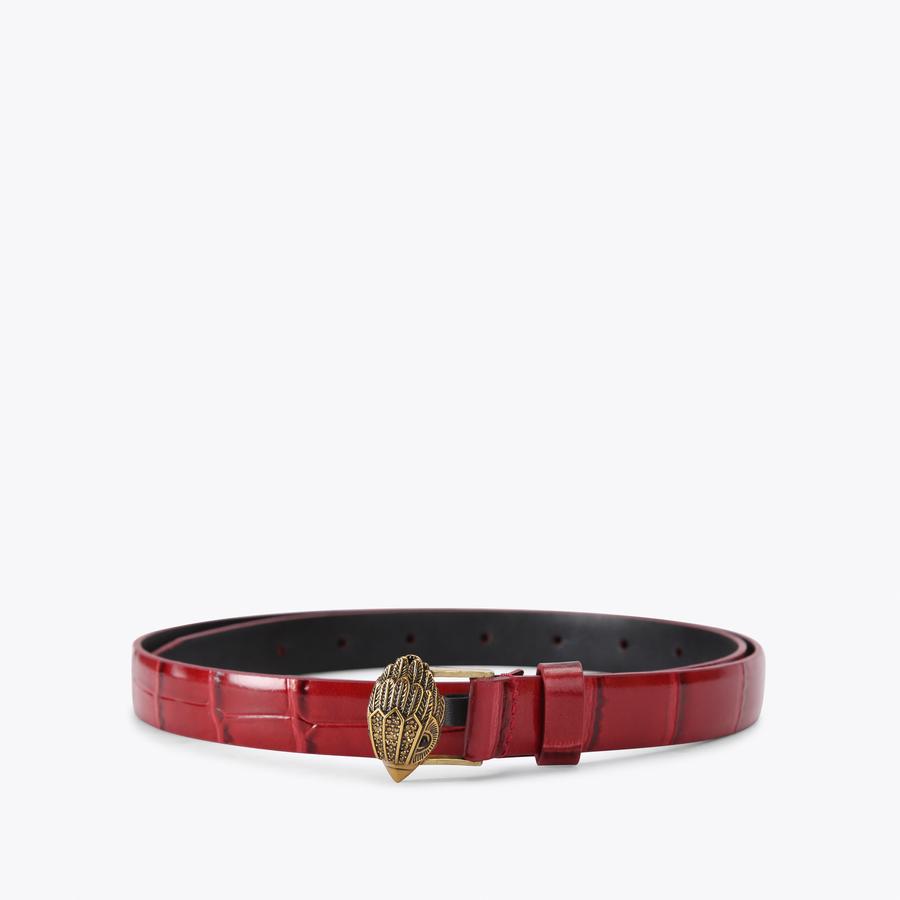 Red Croc Embossed Eagle Belt | Kurt Geiger London | Kurt Geiger