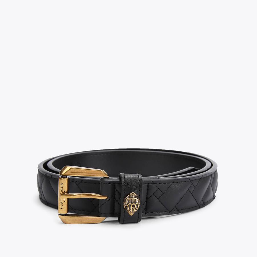 Kurt Geiger Black and Gold Belt M-L Kurt Geiger London Micro Quilt Leather Belt | Nordstrom main image 3