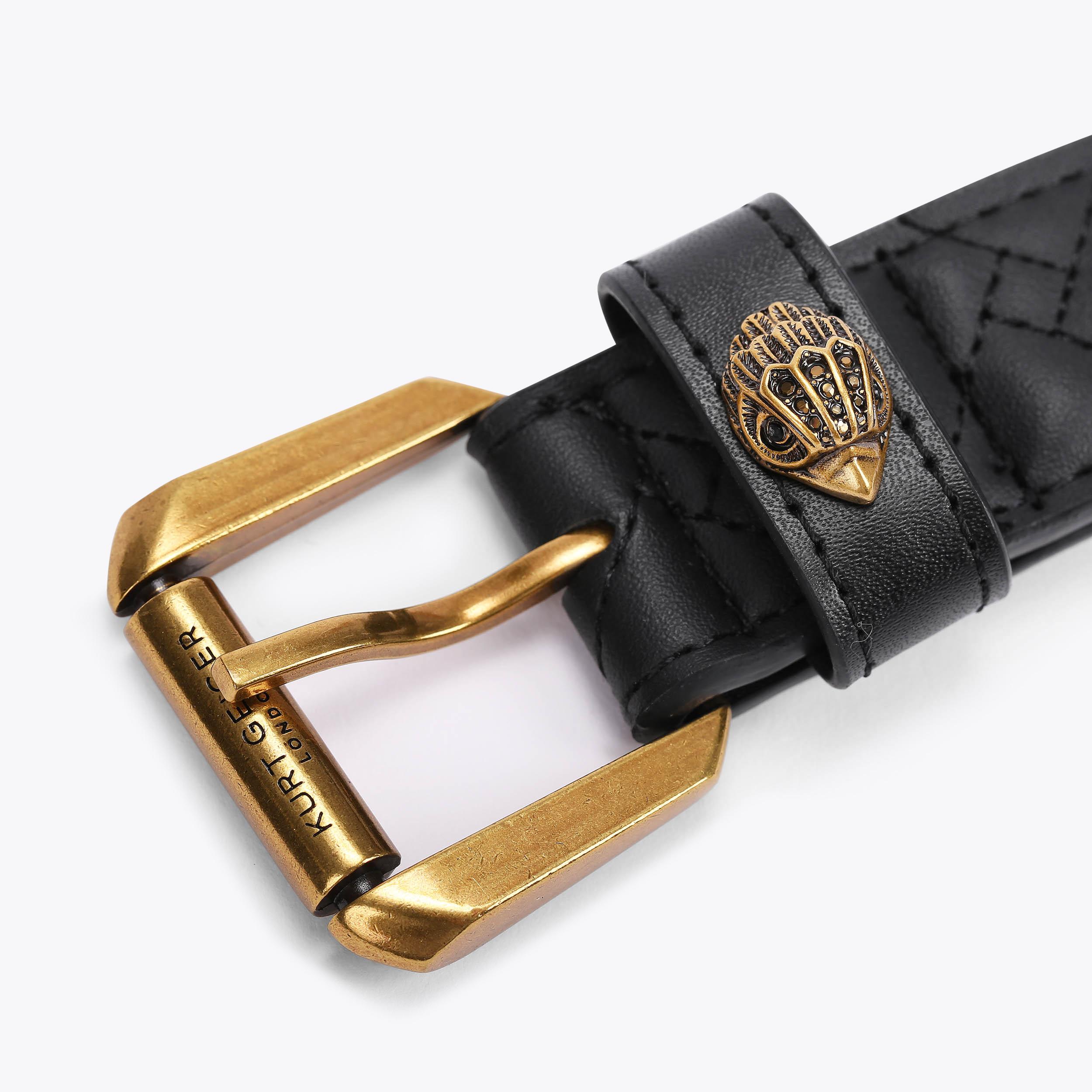 Kurt Geiger Black Leather Belt with Gold Buckle and Padlock BRIXTON 60 BELT - Kurt Geiger London BELTS main image 2