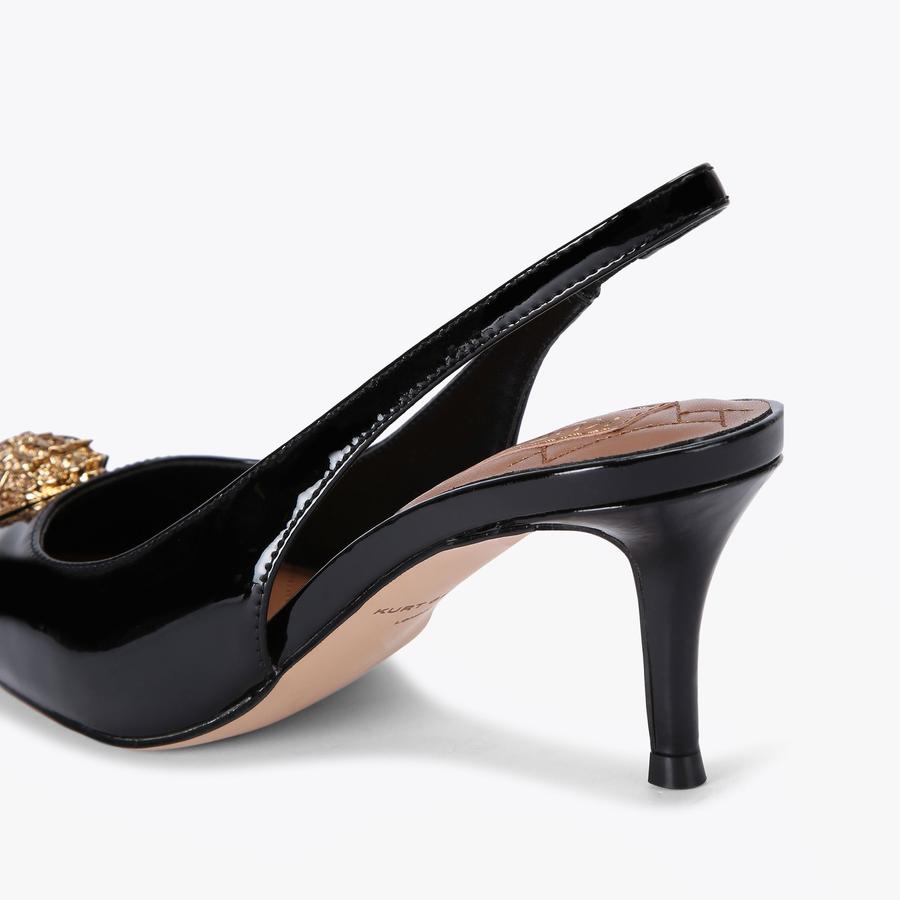 BELGRAVIA SLING BACK Patent Black Slingback Heels by KURT