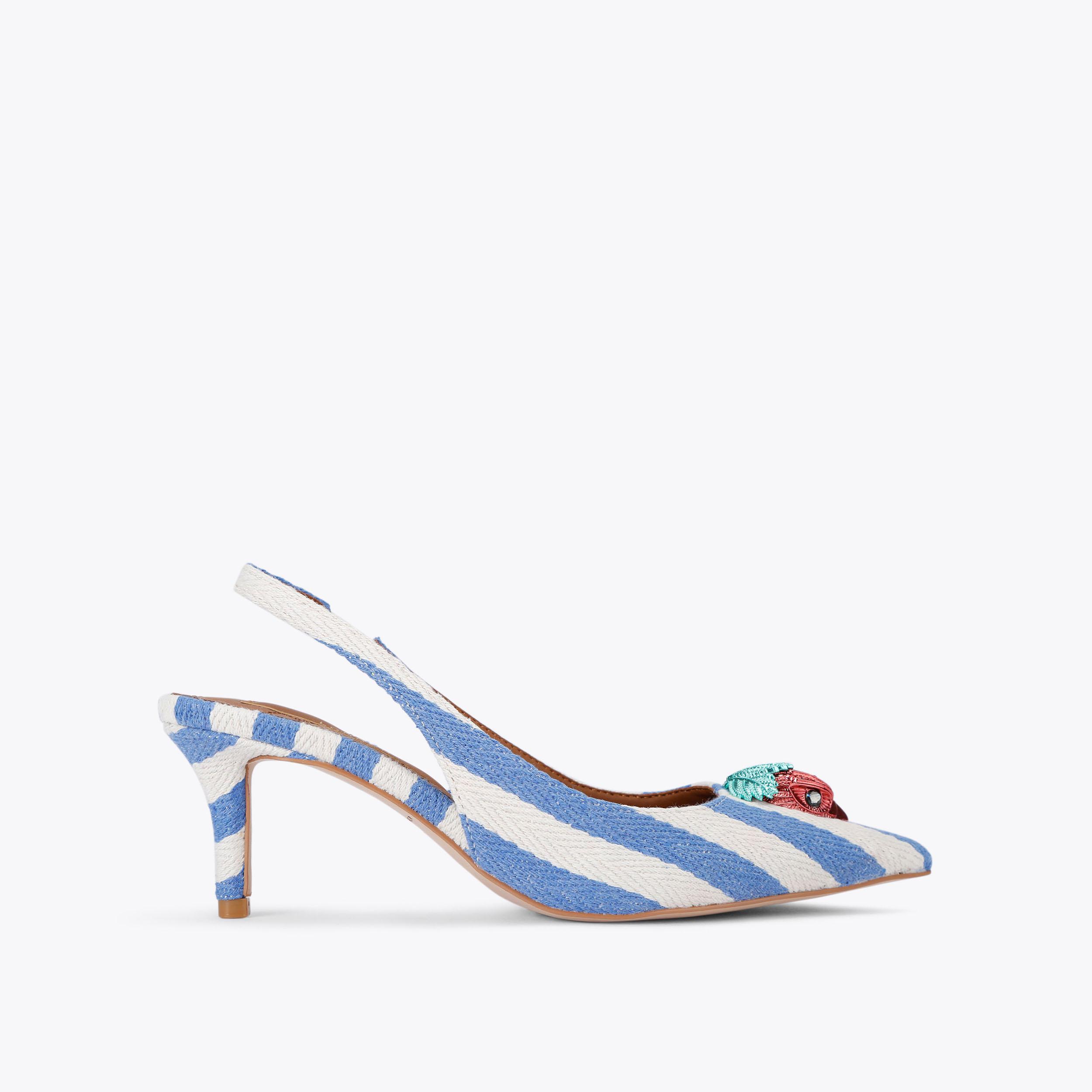 BELGRAVIA SLING BACK Blue Stripe Strawberry Heel by KURT