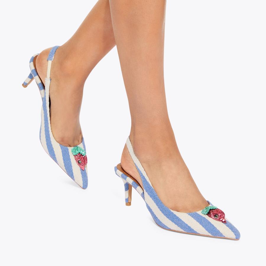 BELGRAVIA SLING BACK Blue Stripe Strawberry Heel by KURT