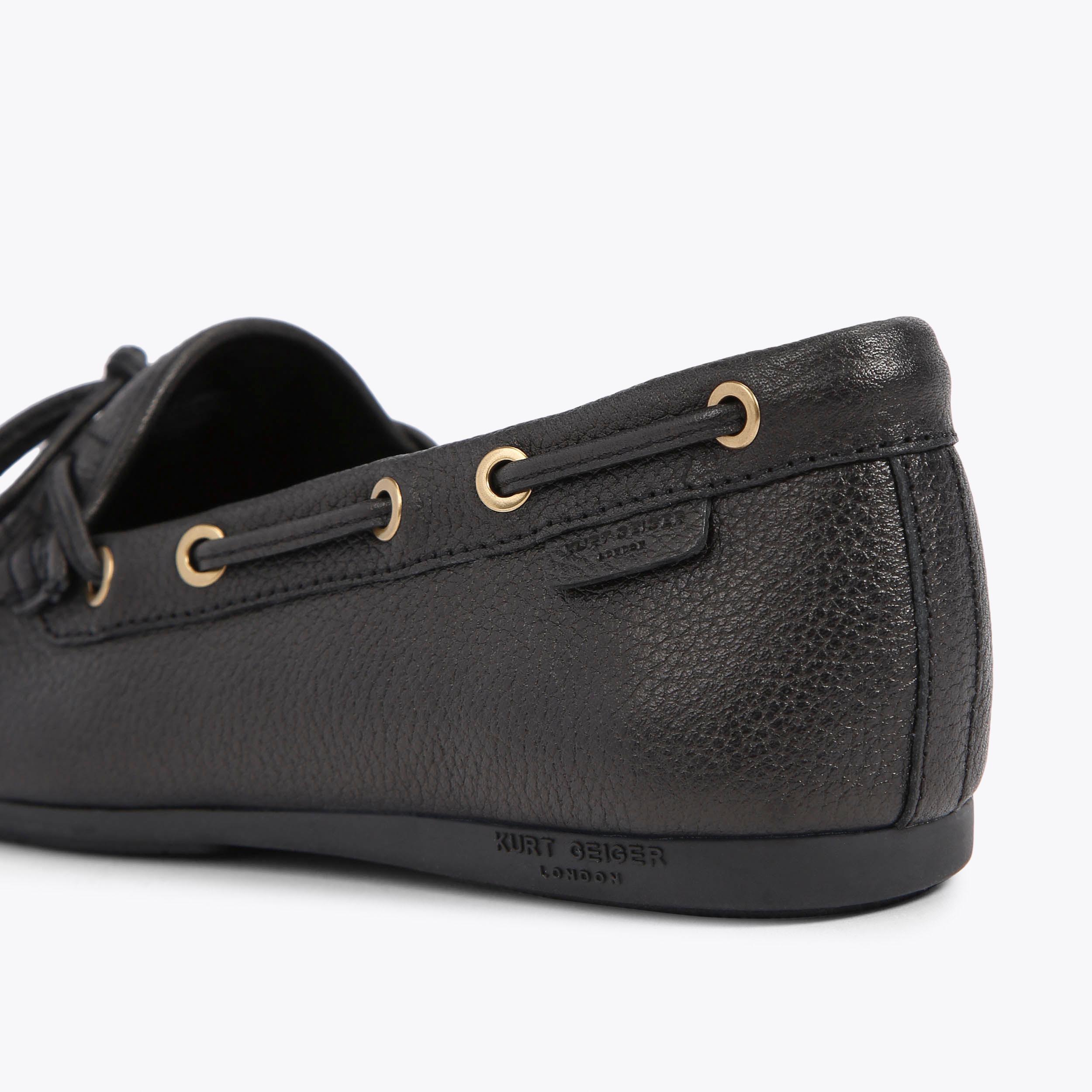 EAGLE MOCCASIN Black Textured Leather Slip On Shoe by KURT EAGLE MOCCASIN Black Textured Leather Slip On Shoe by KURT