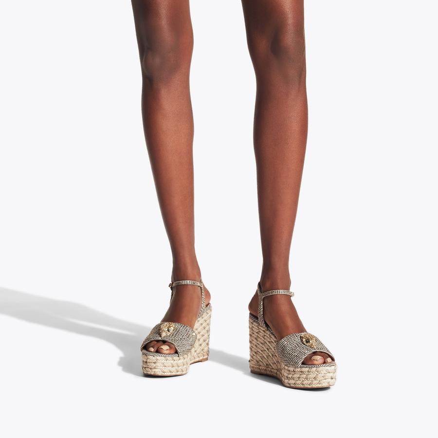 KENSINGTON ESPADRILLE WDG Brown Houndstooth Espadrille Heel