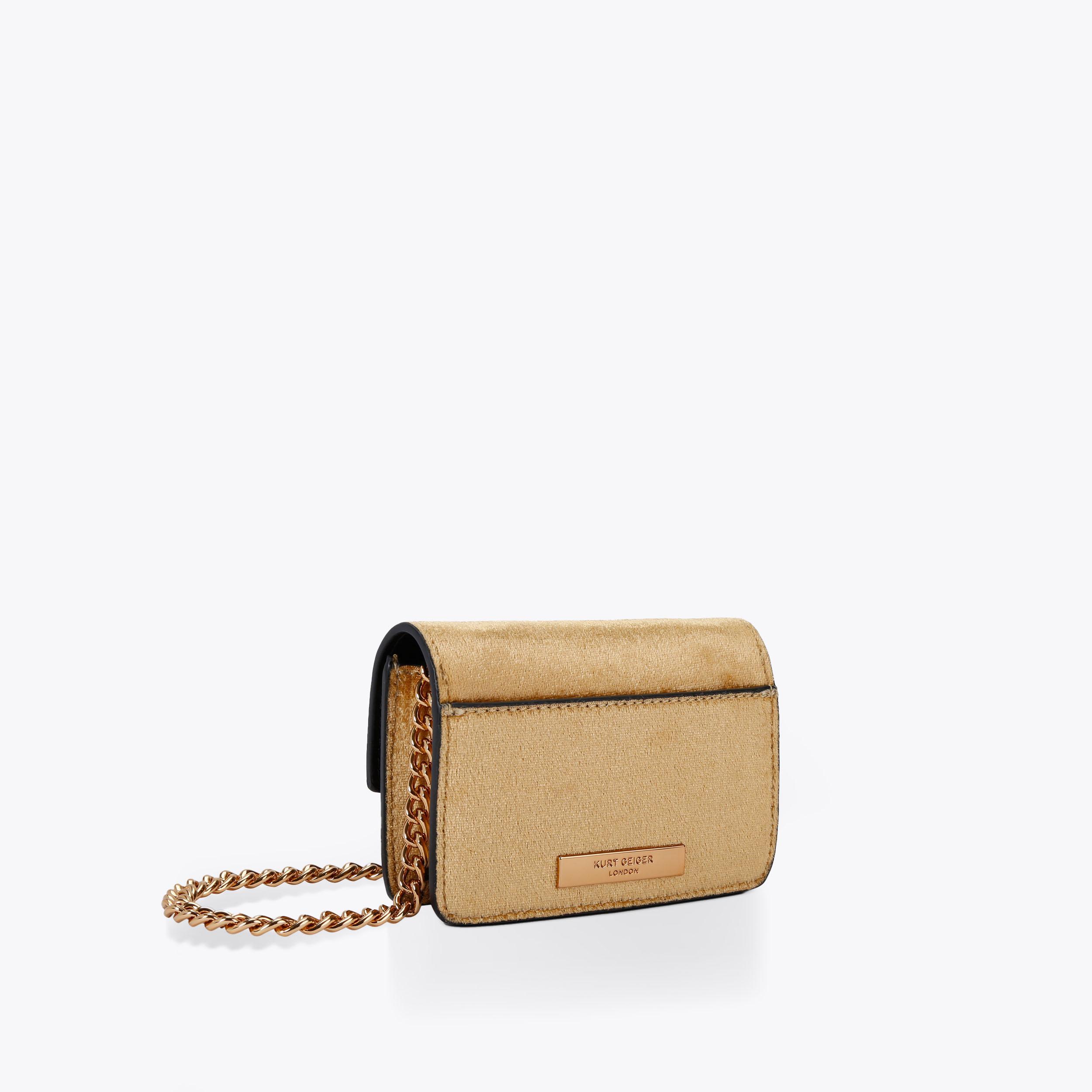 BOW XS SHOREDITCH Gold Velvet Cross Body Purse by KURT