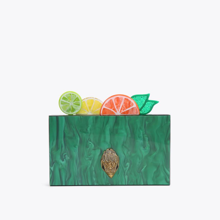 FRUIT BOX CLUTCH Green Marbled Fruit Eagle Clutch by KURT GEIGER