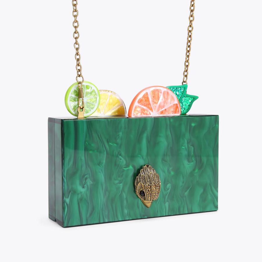 FRUIT BOX CLUTCH Green Marbled Fruit Eagle Clutch by KURT GEIGER