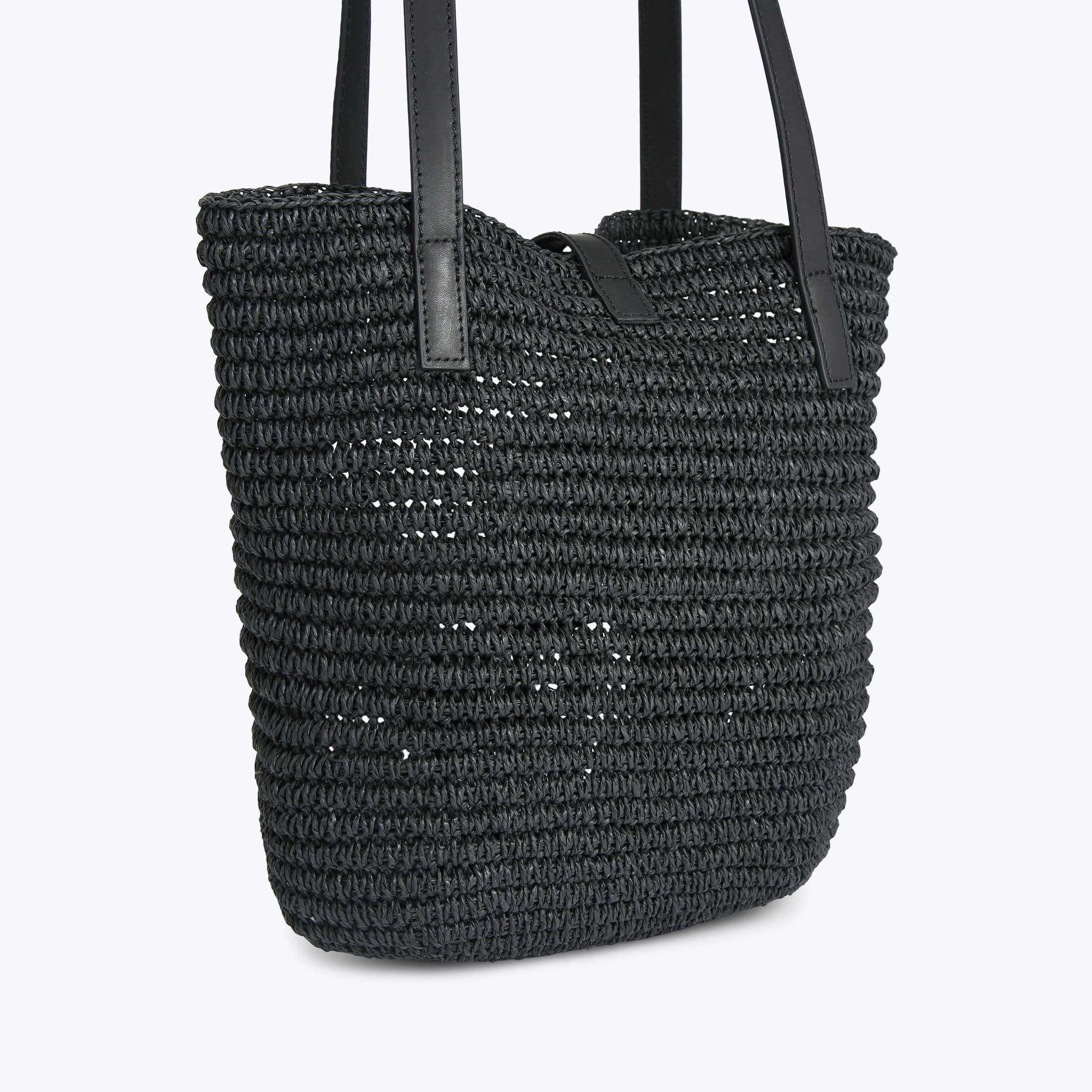 【送料&関税込】ChloAC Black Raffia Totes woven-raffia-tote-handbag-