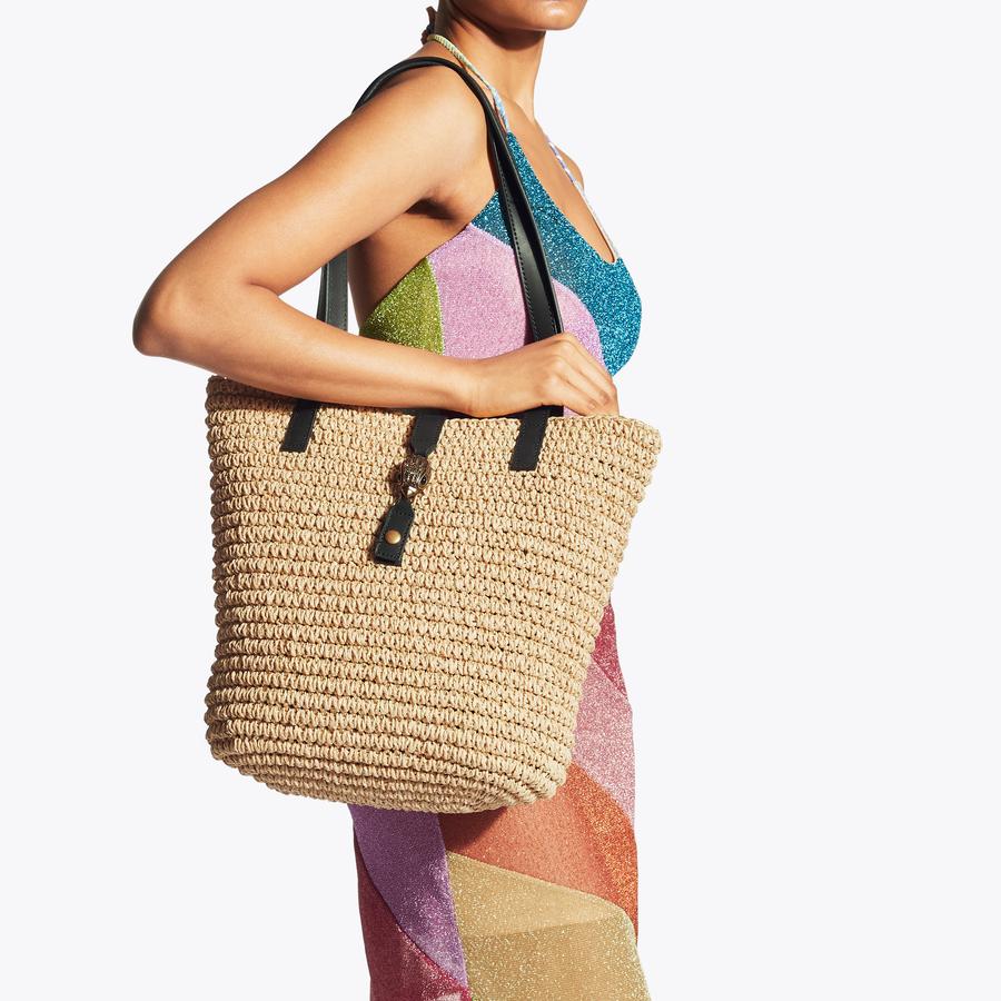 HAMPTON RAFFIA TOTE Raffia Beige Woven Tote Purse by KURT