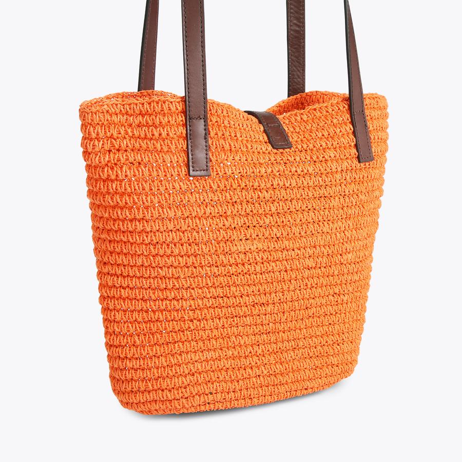 HAMPTON RAFFIA TOTE Raffia Orange Woven Tote Purse by KURT