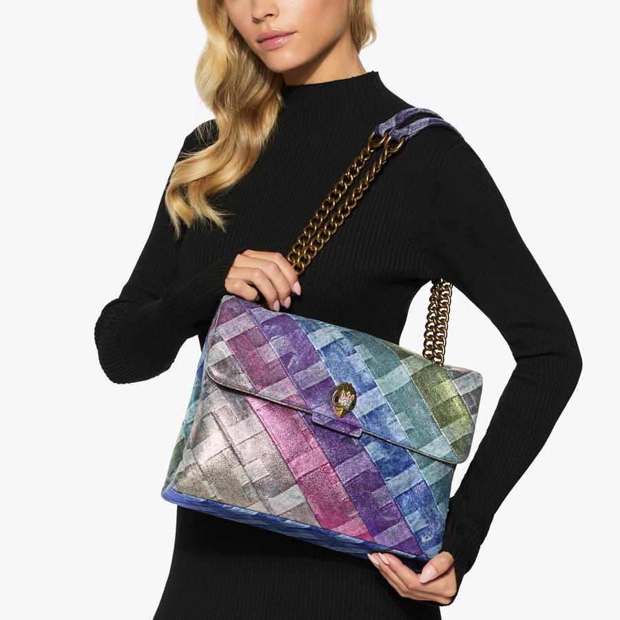 LARGE KENSINGTON SOFT Rainbow Denim Woven Shoulder Bag by