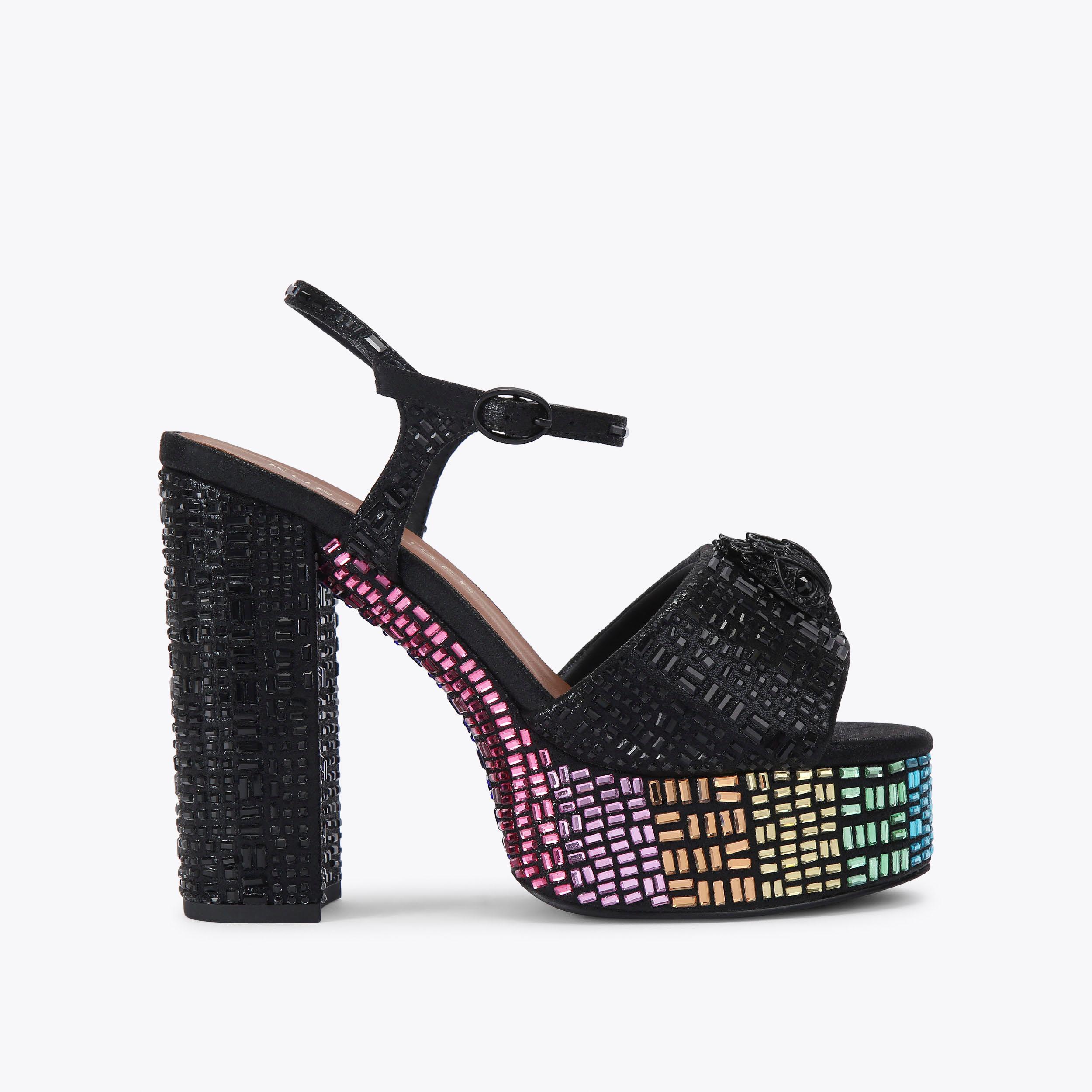 Katy KENSINGTON PLATFORM SDL Black Crystal Platform Heel by KURT